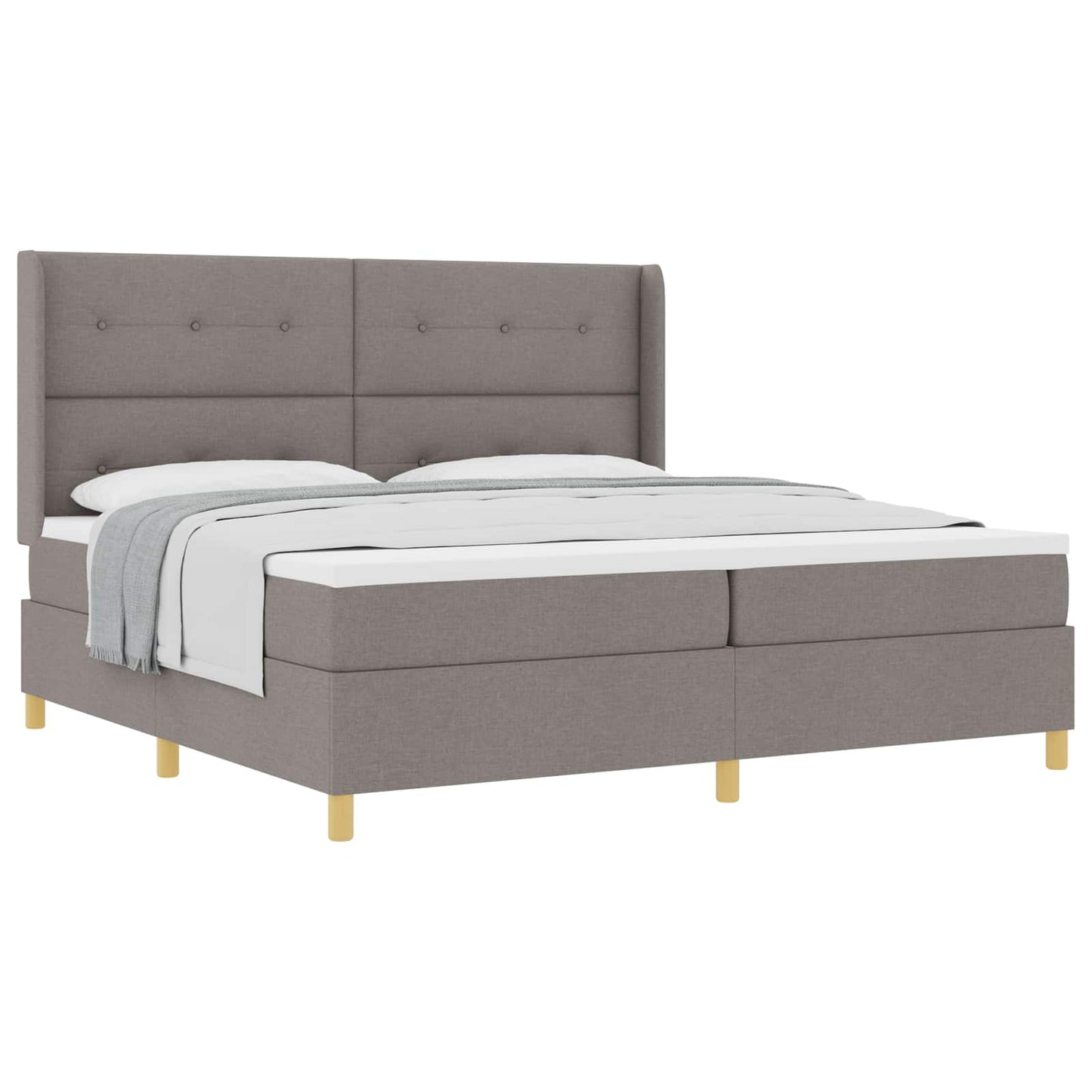 Box spring seng med hovedgærde Gråbrun 200 x 200 cm Stof