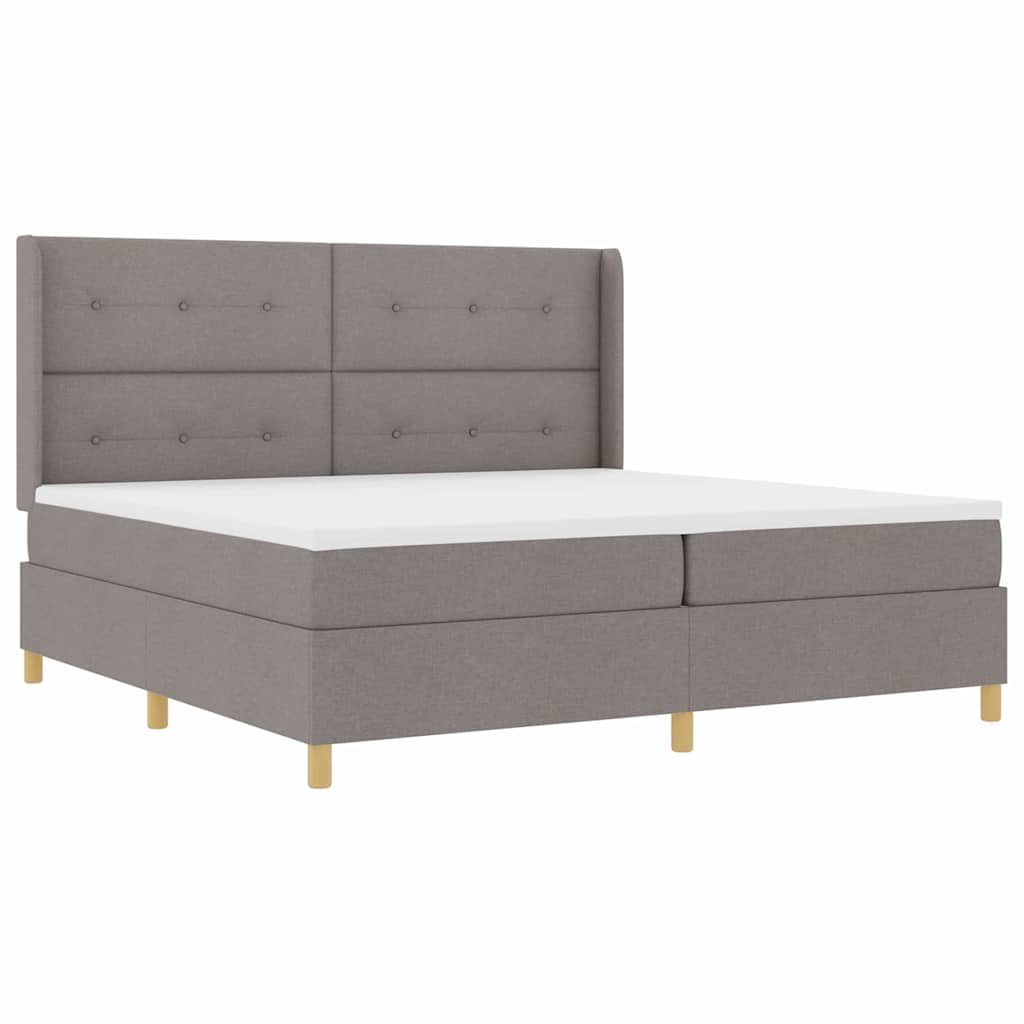 Box spring seng med hovedgærde Gråbrun 200 x 200 cm Stof