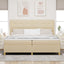 Box spring seng med hovedgærde Creme 200 x 200 cm Stof