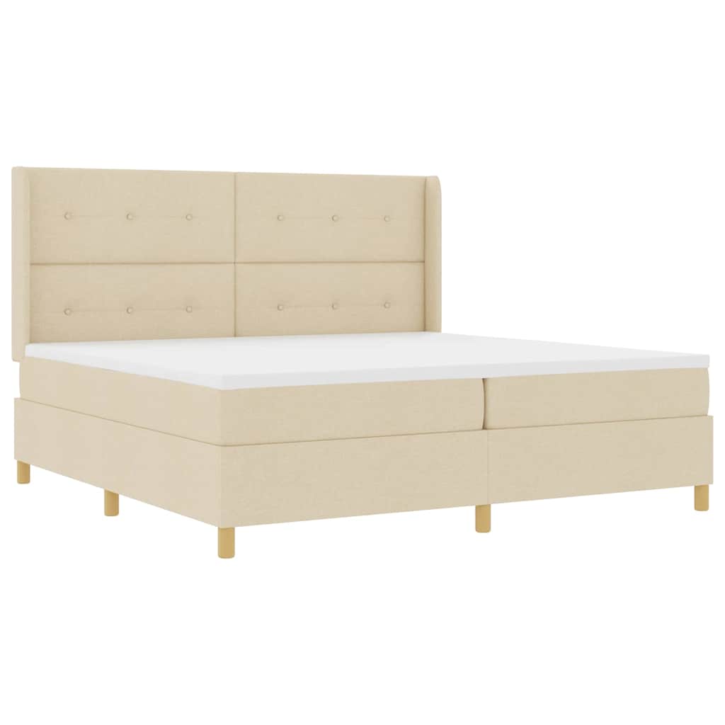Box spring seng med hovedgærde Creme 200 x 200 cm Stof