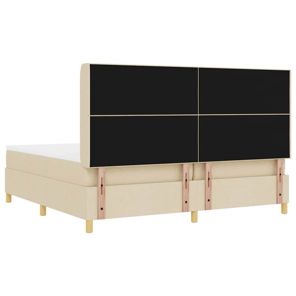 Box spring seng med hovedgærde Creme 200 x 200 cm Stof