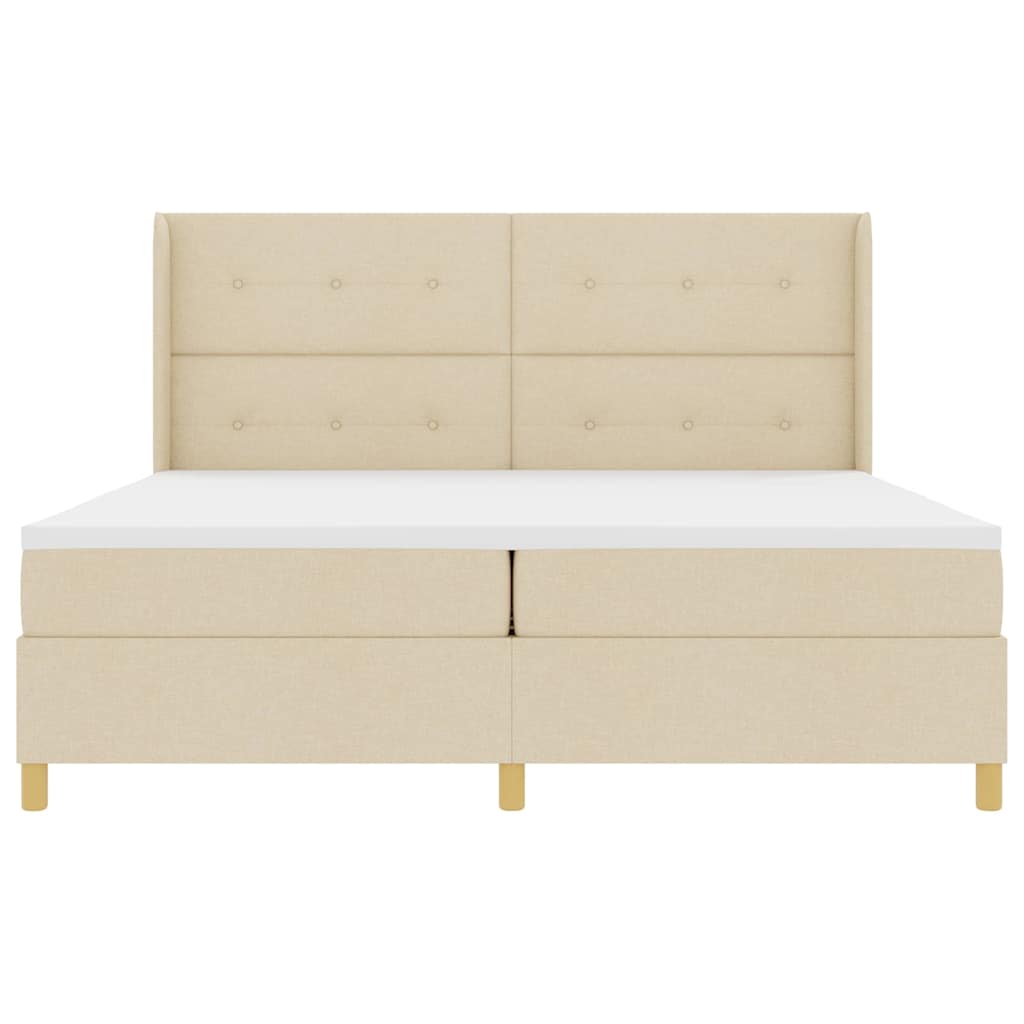 Box spring seng med hovedgærde Creme 200 x 200 cm Stof