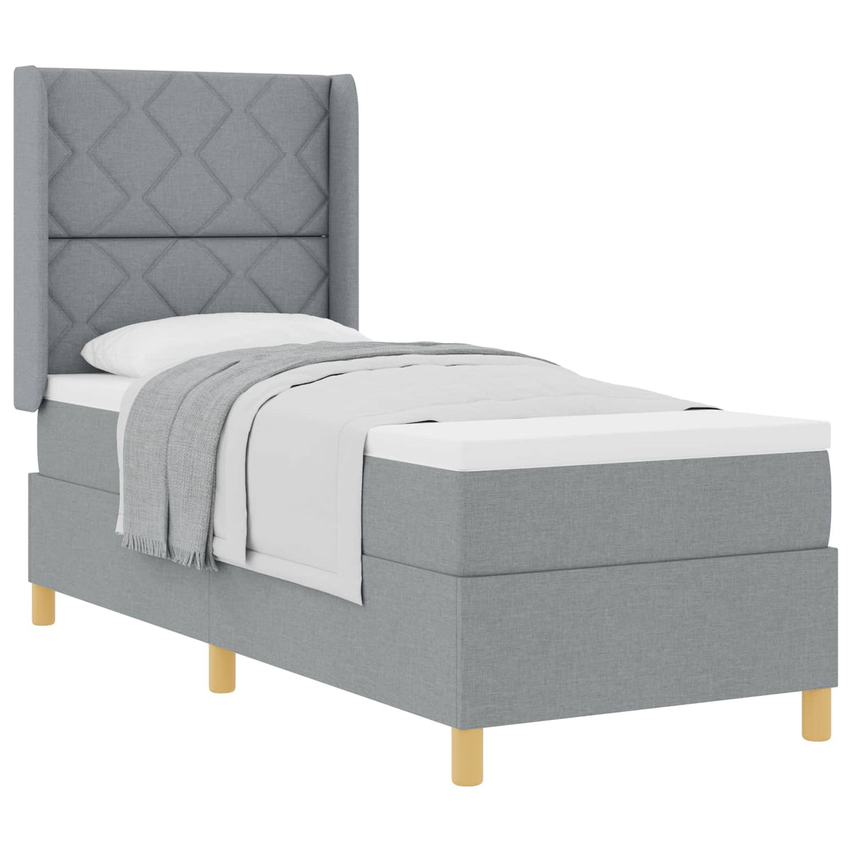 Box spring seng med hovedgærde Lysegrå 80 x 200 cm Stof