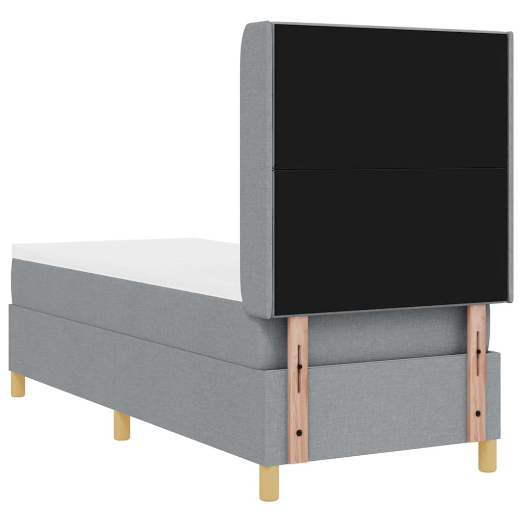 Box spring seng med hovedgærde Lysegrå 80 x 200 cm Stof