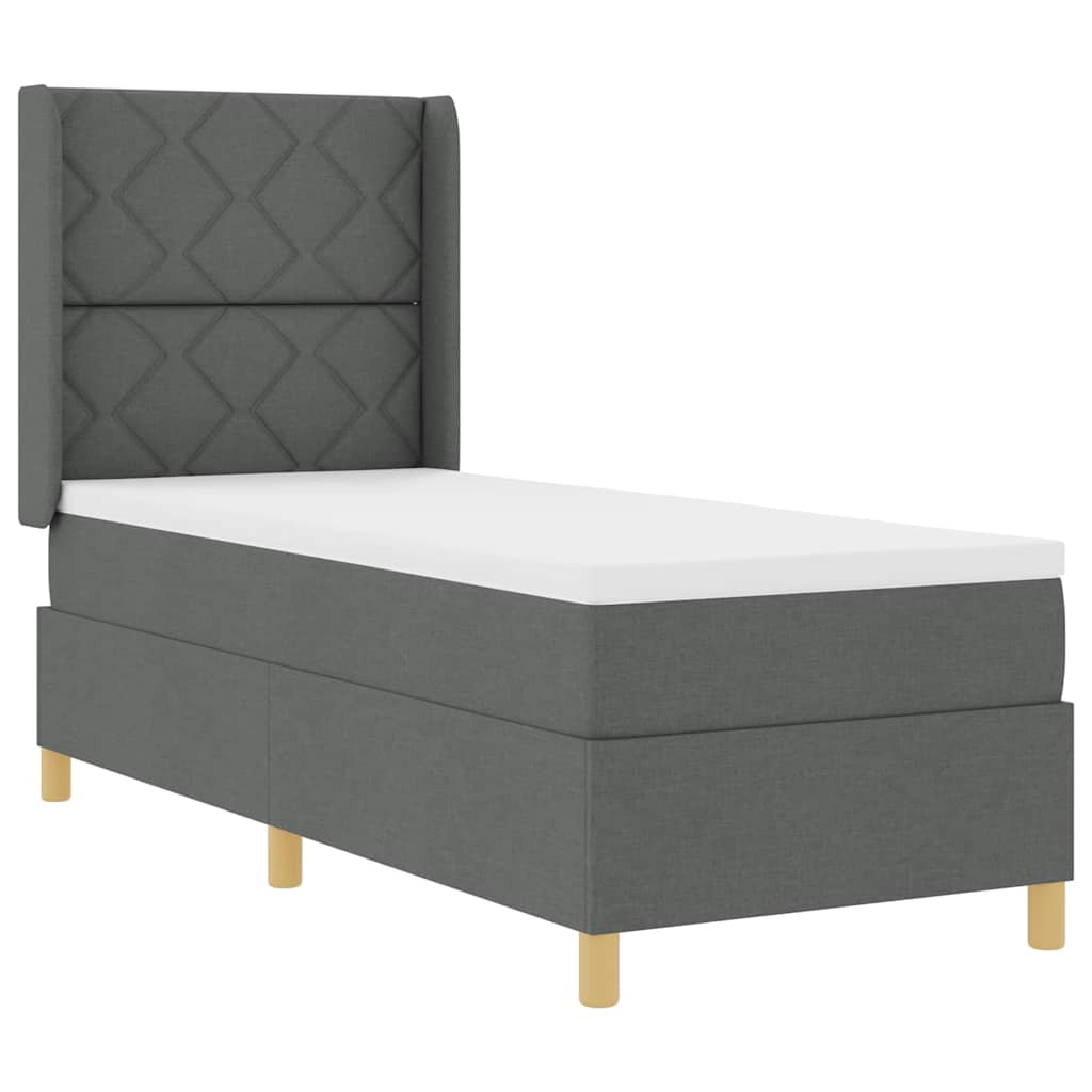 Box spring seng med hovedgærde Mørkegrå 80 x 200 cm Stof