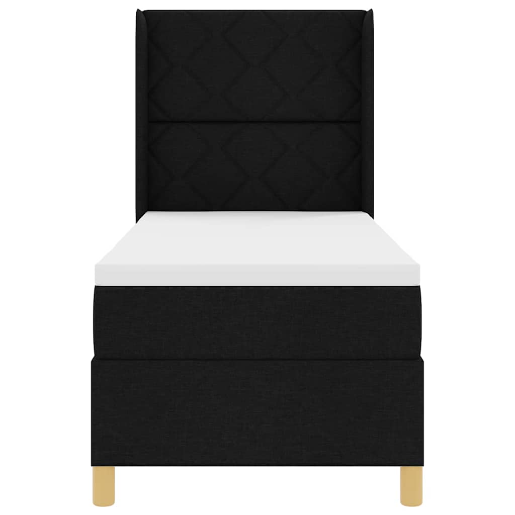 Box spring seng med hovedgærde Sort 80 x 200 cm Stof