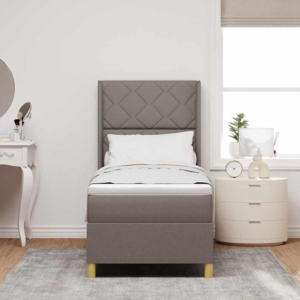 Box spring seng med hovedgærde Gråbrun 80 x 200 cm Stof