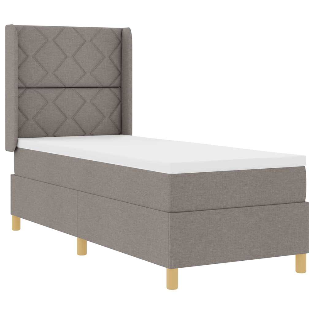 Box spring seng med hovedgærde Gråbrun 80 x 200 cm Stof