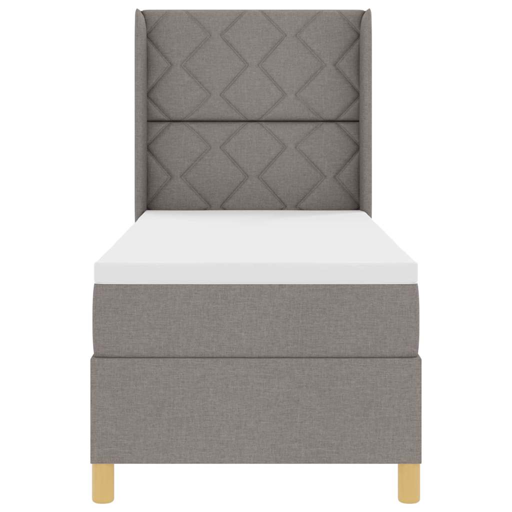 Box spring seng med hovedgærde Gråbrun 80 x 200 cm Stof
