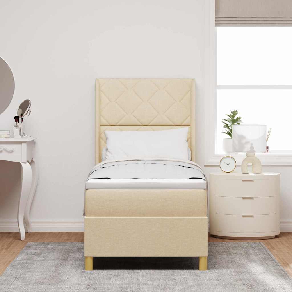 Box spring seng med hovedgærde Creme 80 x 200 cm Stof