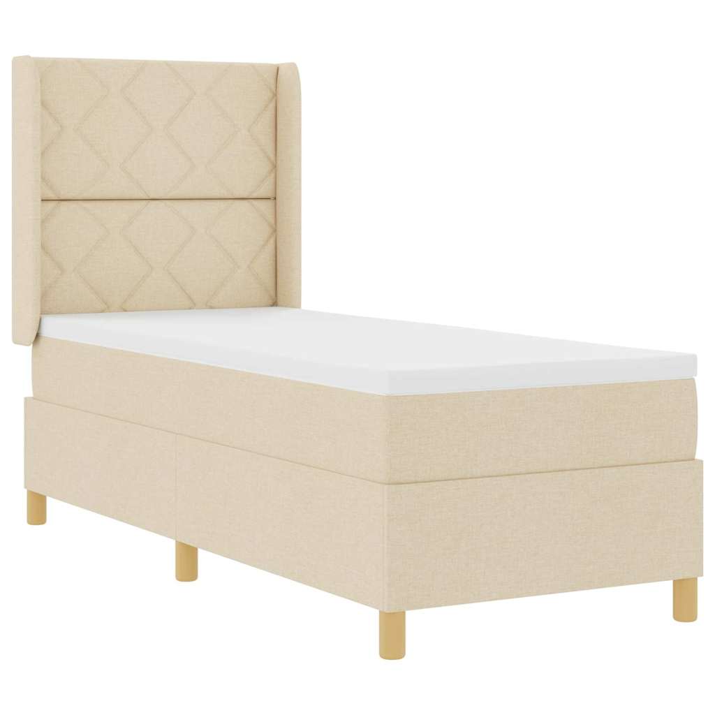 Box spring seng med hovedgærde Creme 80 x 200 cm Stof