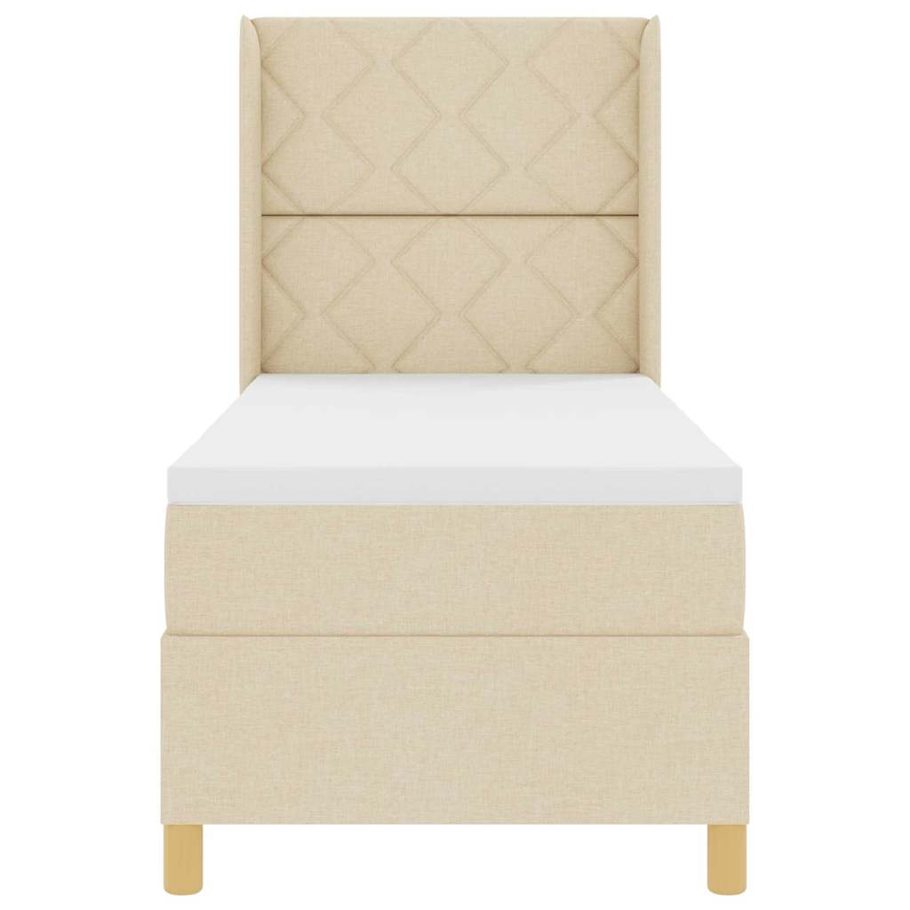 Box spring seng med hovedgærde Creme 80 x 200 cm Stof