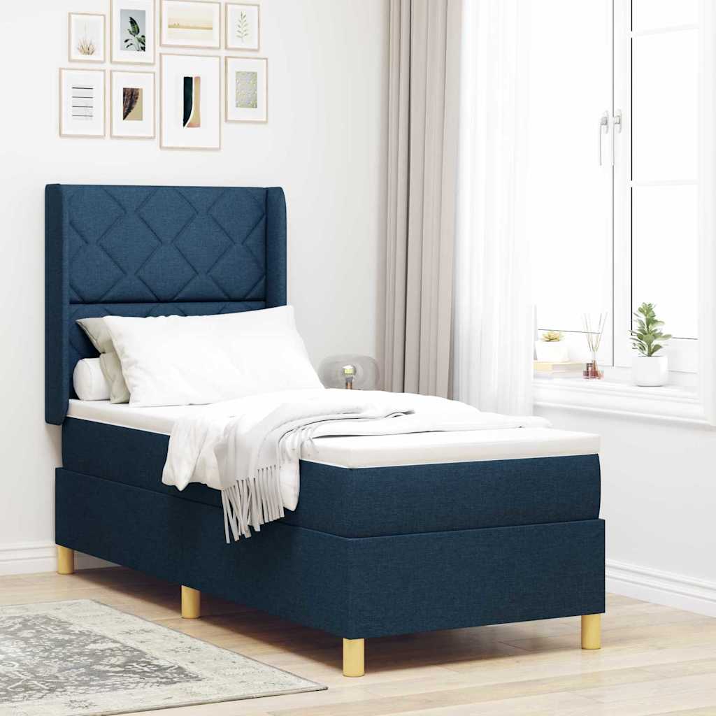 Box spring seng med hovedgærde Blå 80 x 200 cm Stof