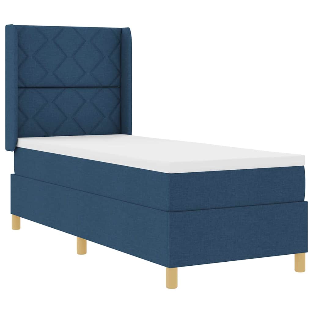 Box spring seng med hovedgærde Blå 80 x 200 cm Stof
