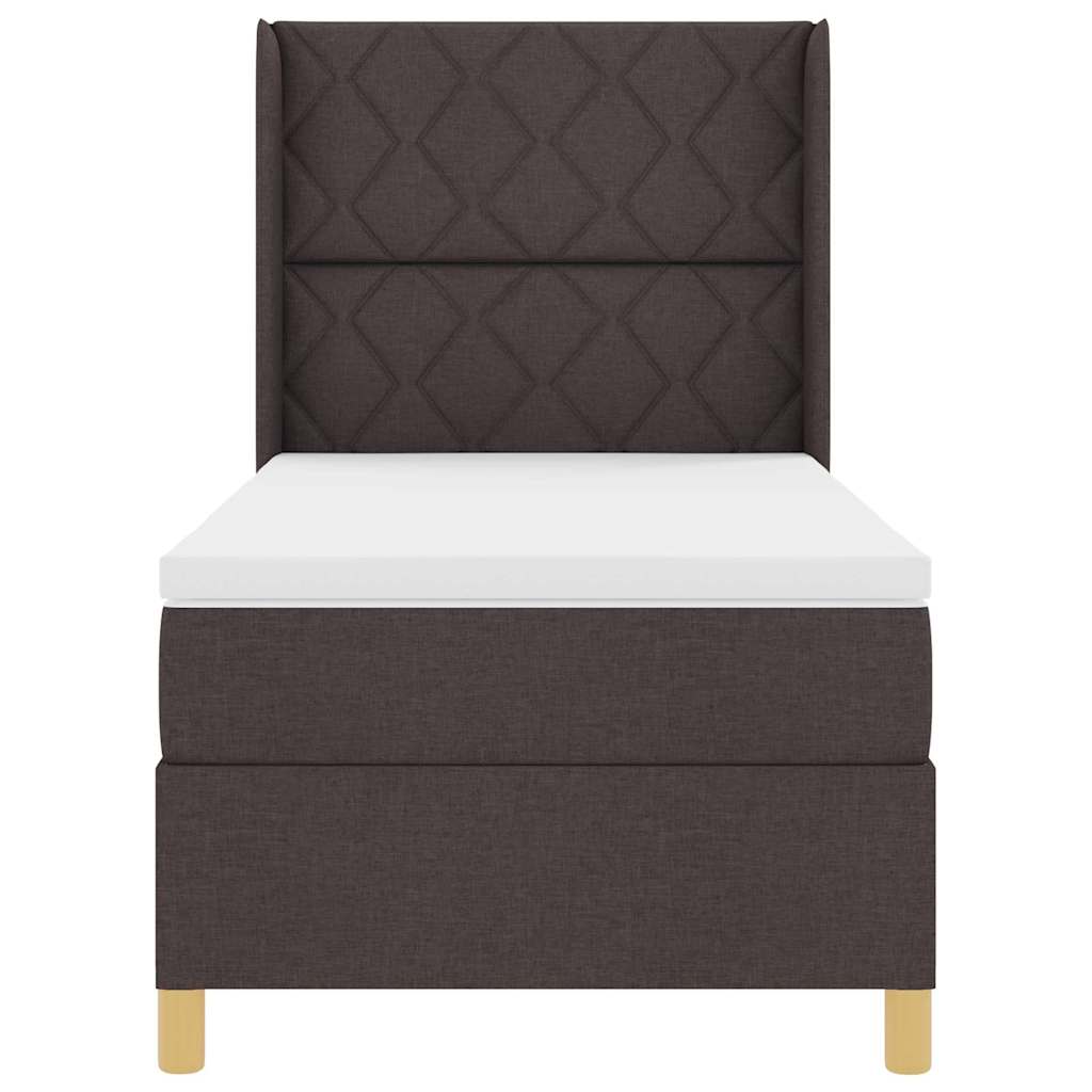 Box spring seng med hovedgærde Mørk Brun 90 x 190 cm Stof