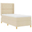 Box spring seng med hovedgærde Creme 90 x 190 cm Stof