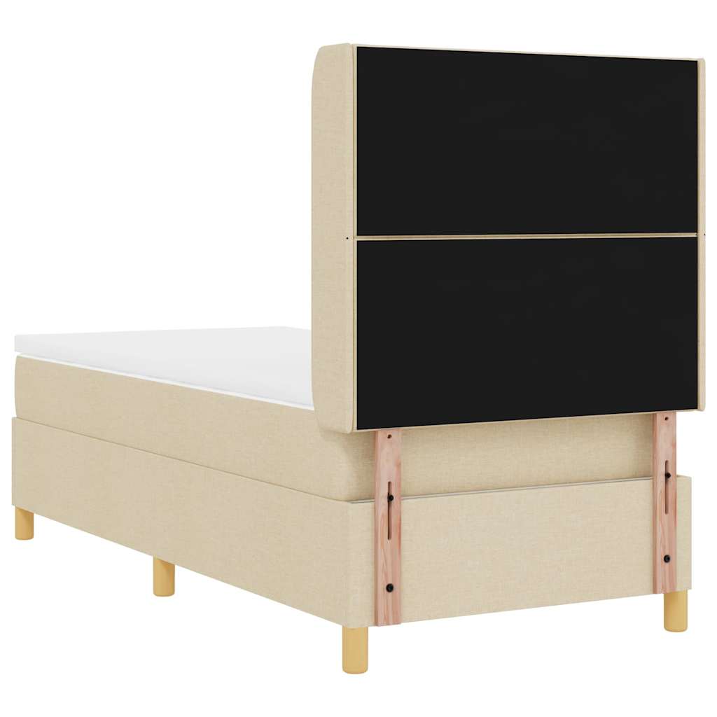 Box spring seng med hovedgærde Creme 90 x 190 cm Stof