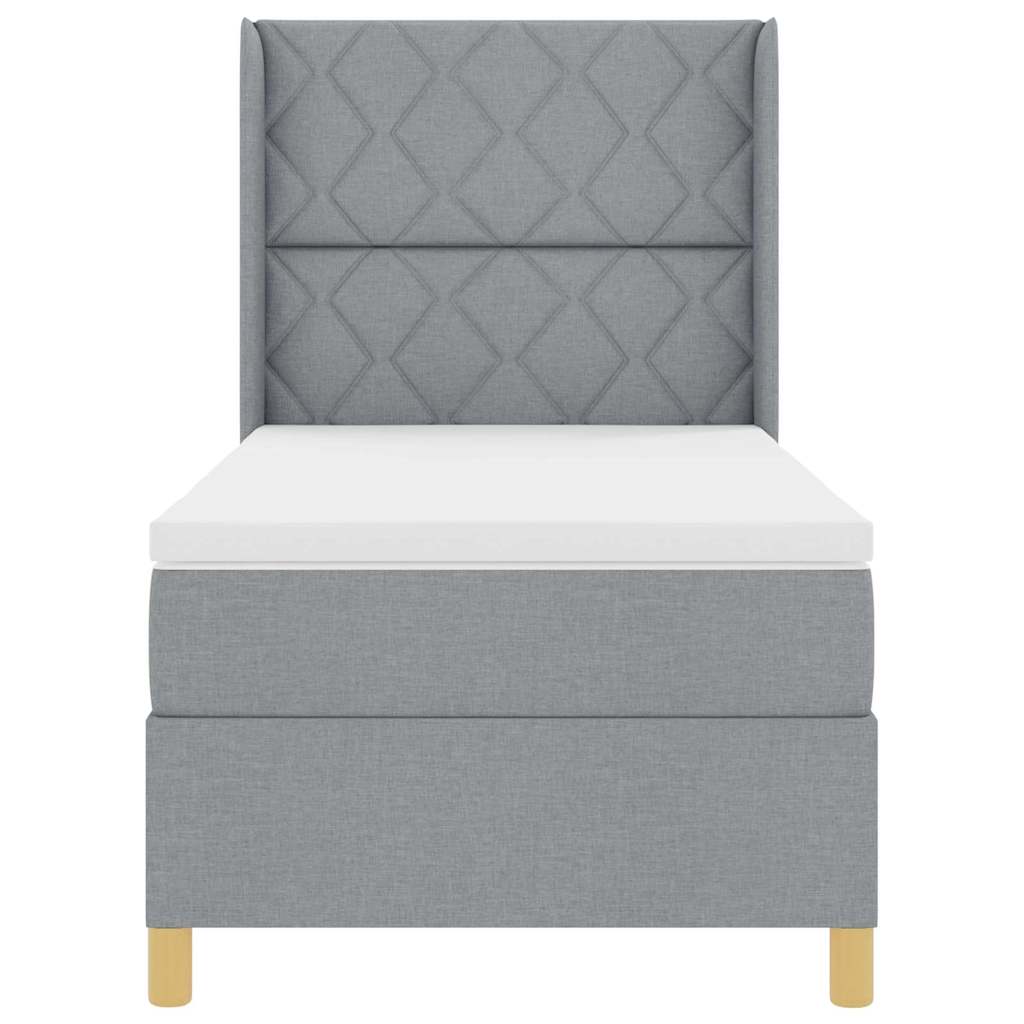 Box spring seng med hovedgærde Lysegrå 90 x 200 cm Stof