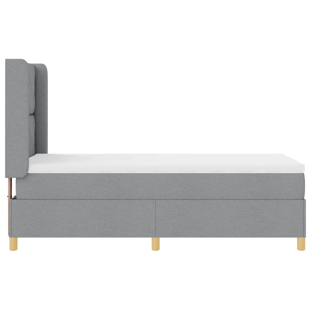 Box spring seng med hovedgærde Lysegrå 90 x 200 cm Stof