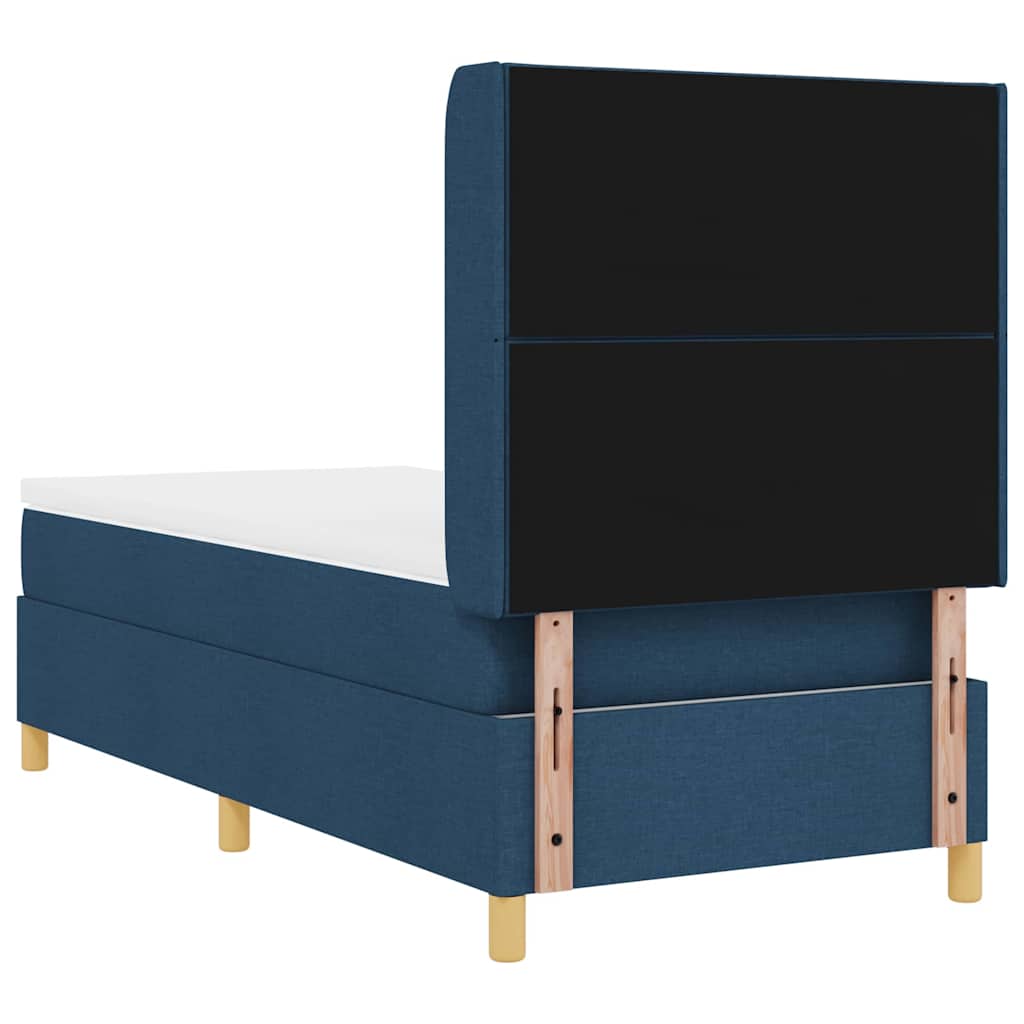 Box spring seng med hovedgærde Blå 90 x 200 cm Stof