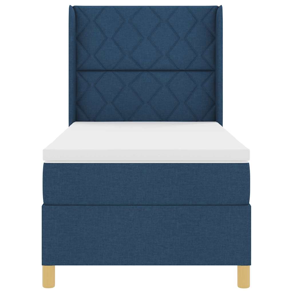 Box spring seng med hovedgærde Blå 90 x 200 cm Stof