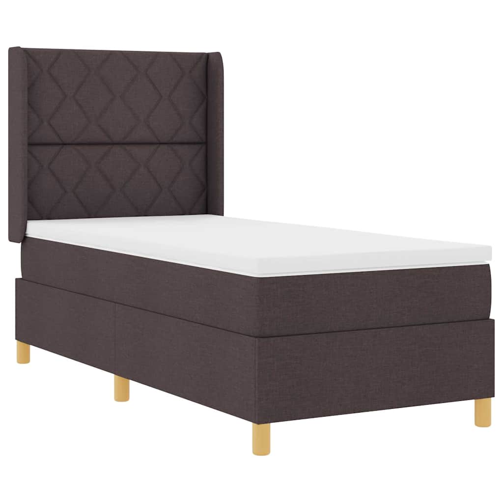 Box spring seng med hovedgærde Mørk Brun 100 x 200 cm Stof