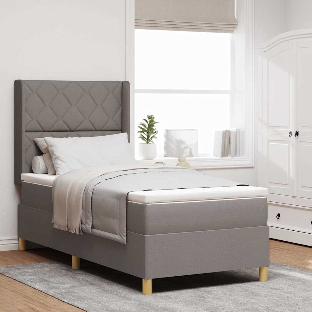 Box spring seng med hovedgærde Gråbrun 100 x 200 cm Stof