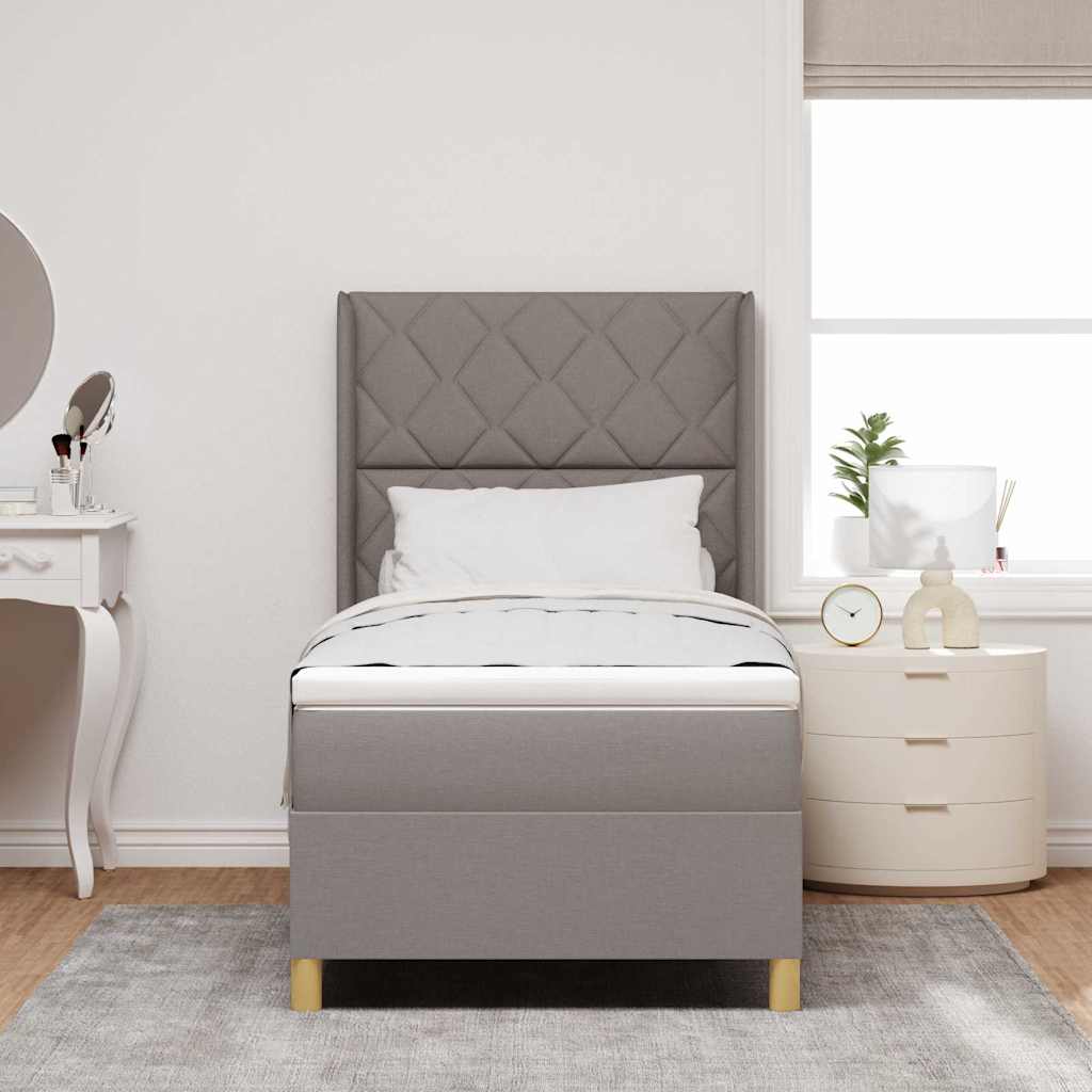 Box spring seng med hovedgærde Gråbrun 100 x 200 cm Stof