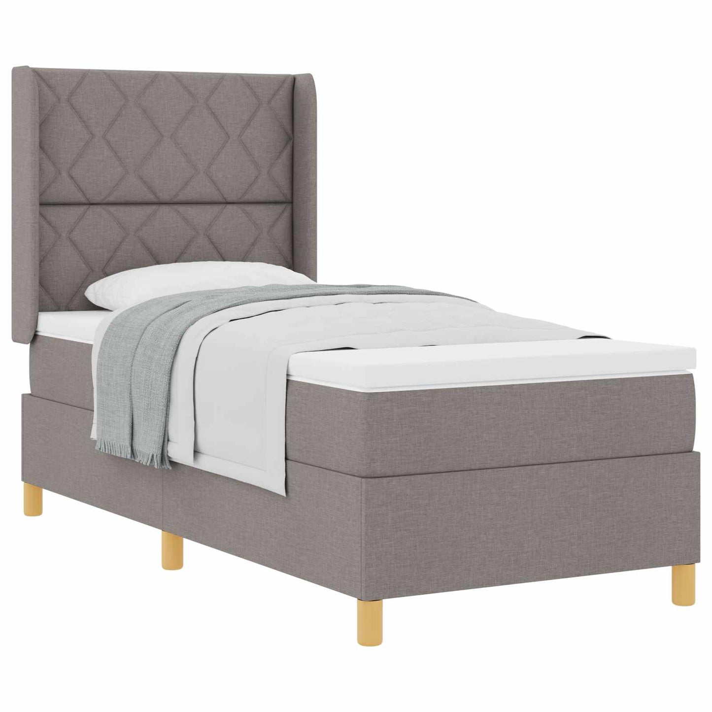 Box spring seng med hovedgærde Gråbrun 100 x 200 cm Stof