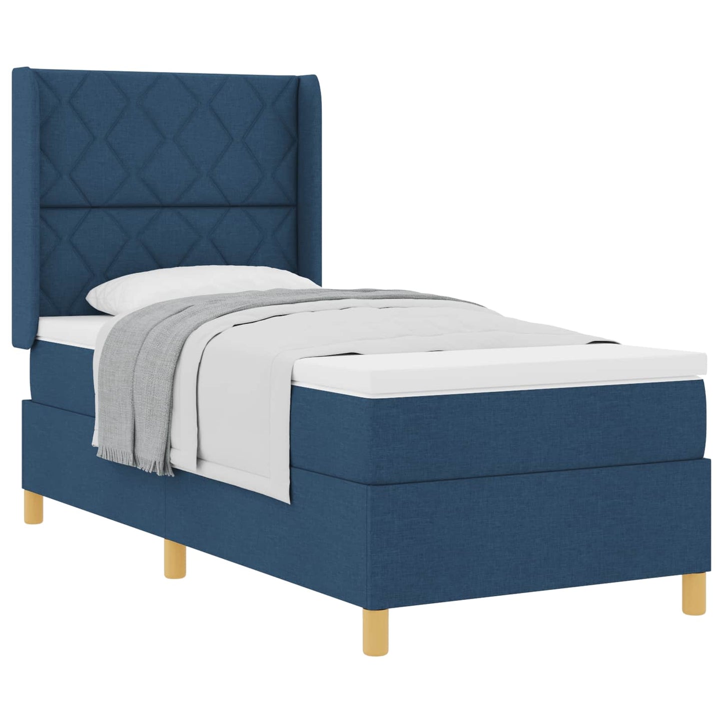 Box spring seng med hovedgærde Blå 100 x 200 cm Stof