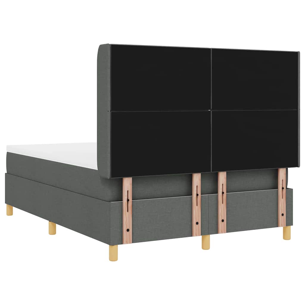 Box spring seng med hovedgærde Mørkegrå 140 x 190 cm Stof