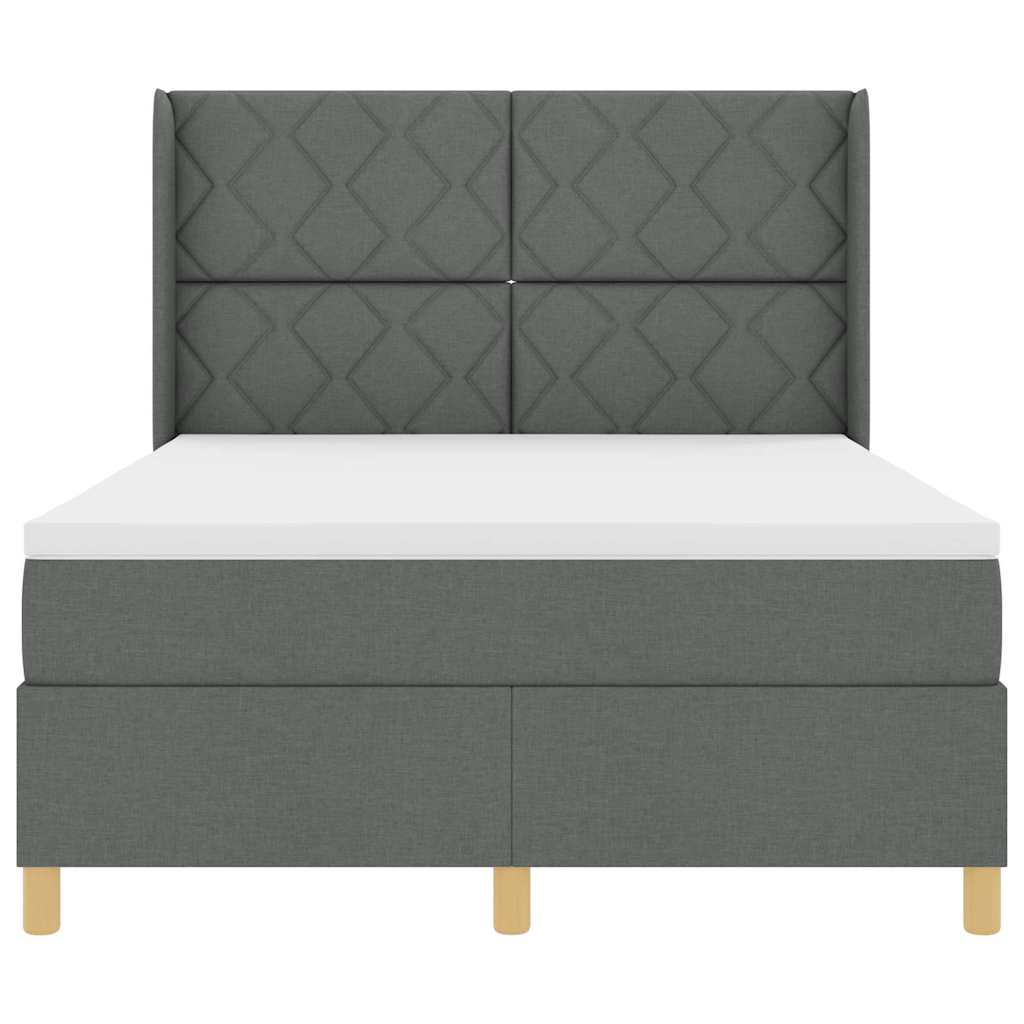 Box spring seng med hovedgærde Mørkegrå 140 x 200 cm Stof