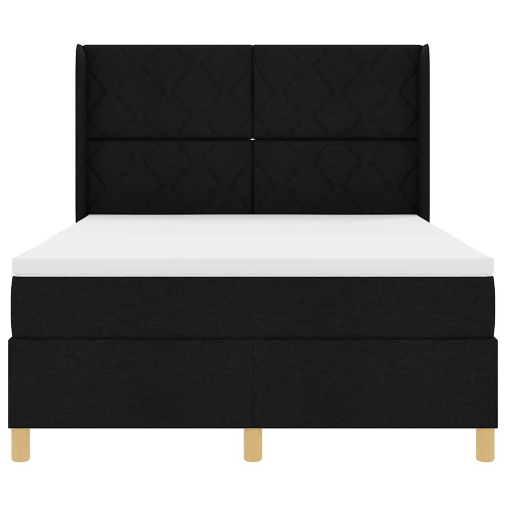 Box spring seng med hovedgærde Sort 140 x 200 cm Stof