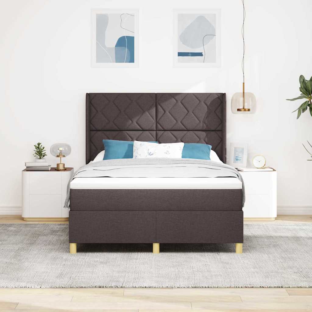 Box spring seng med hovedgærde Mørk Brun 140 x 200 cm Stof