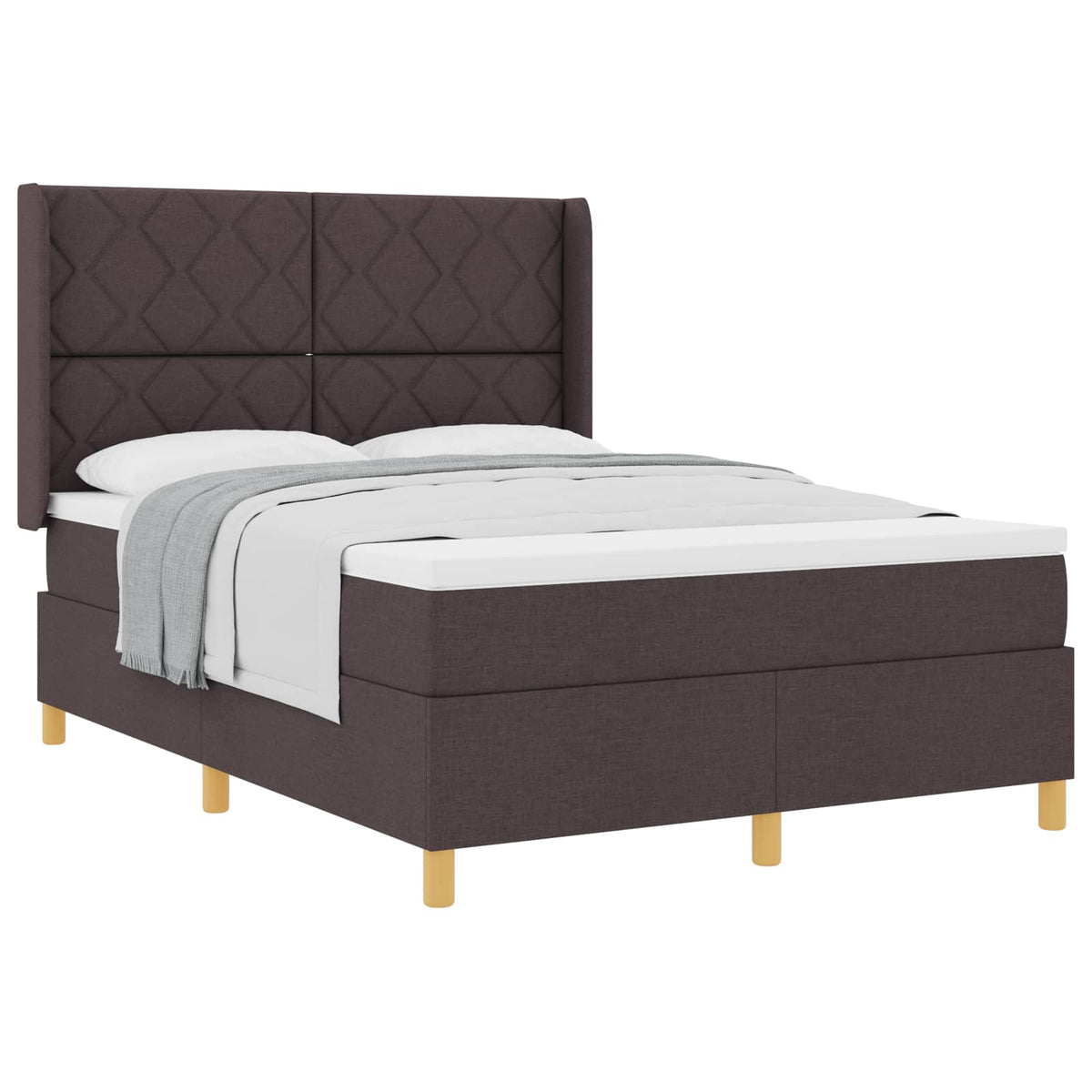 Box spring seng med hovedgærde Mørk Brun 140 x 200 cm Stof
