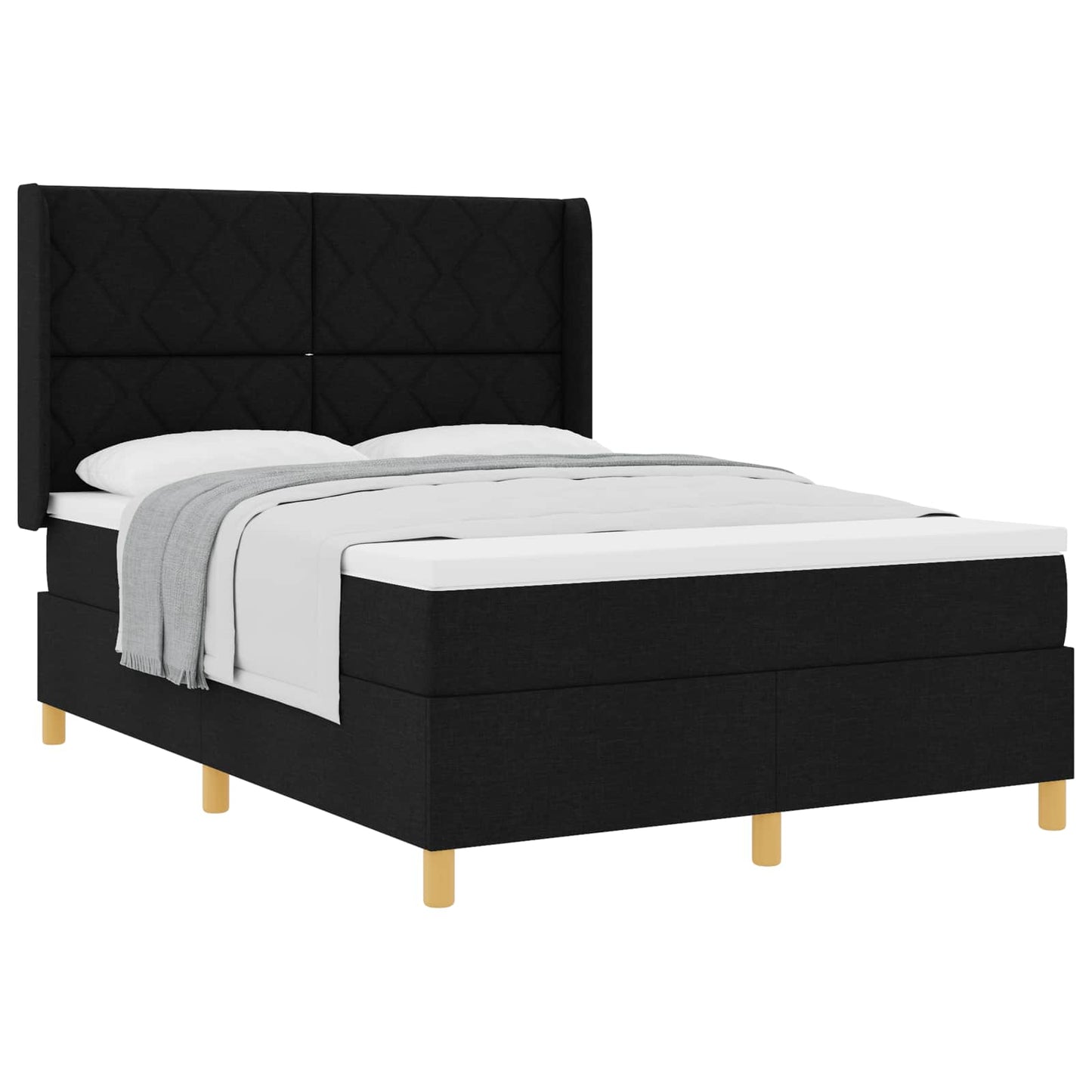 Box spring seng med hovedgærde Sort 160 x 200 cm Stof