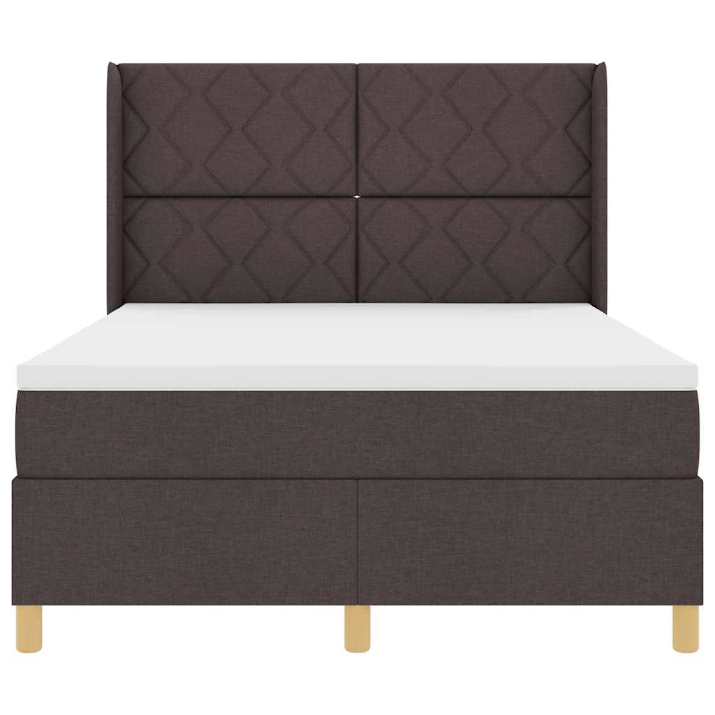 Box spring seng med hovedgærde Mørk Brun 160 x 200 cm Stof