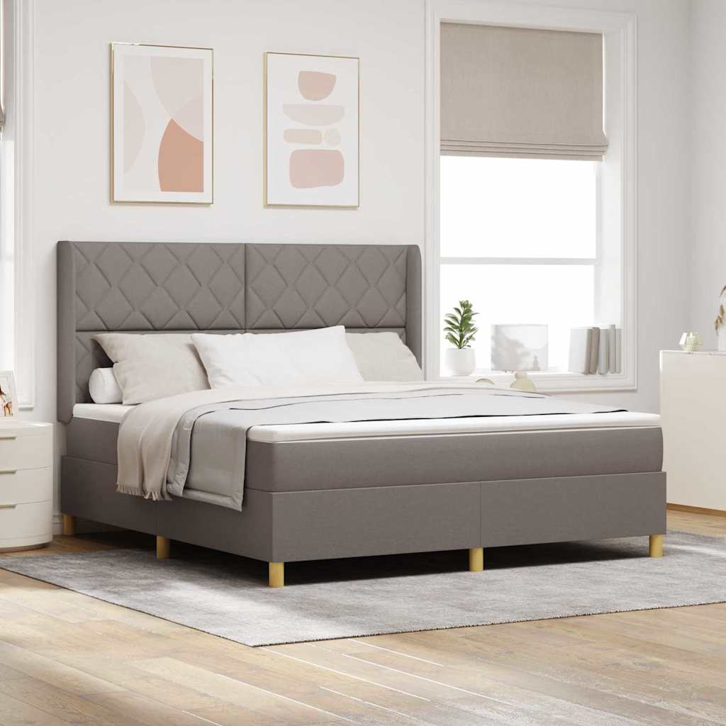 Box spring seng med hovedgærde Gråbrun 180 x 200 cm Stof