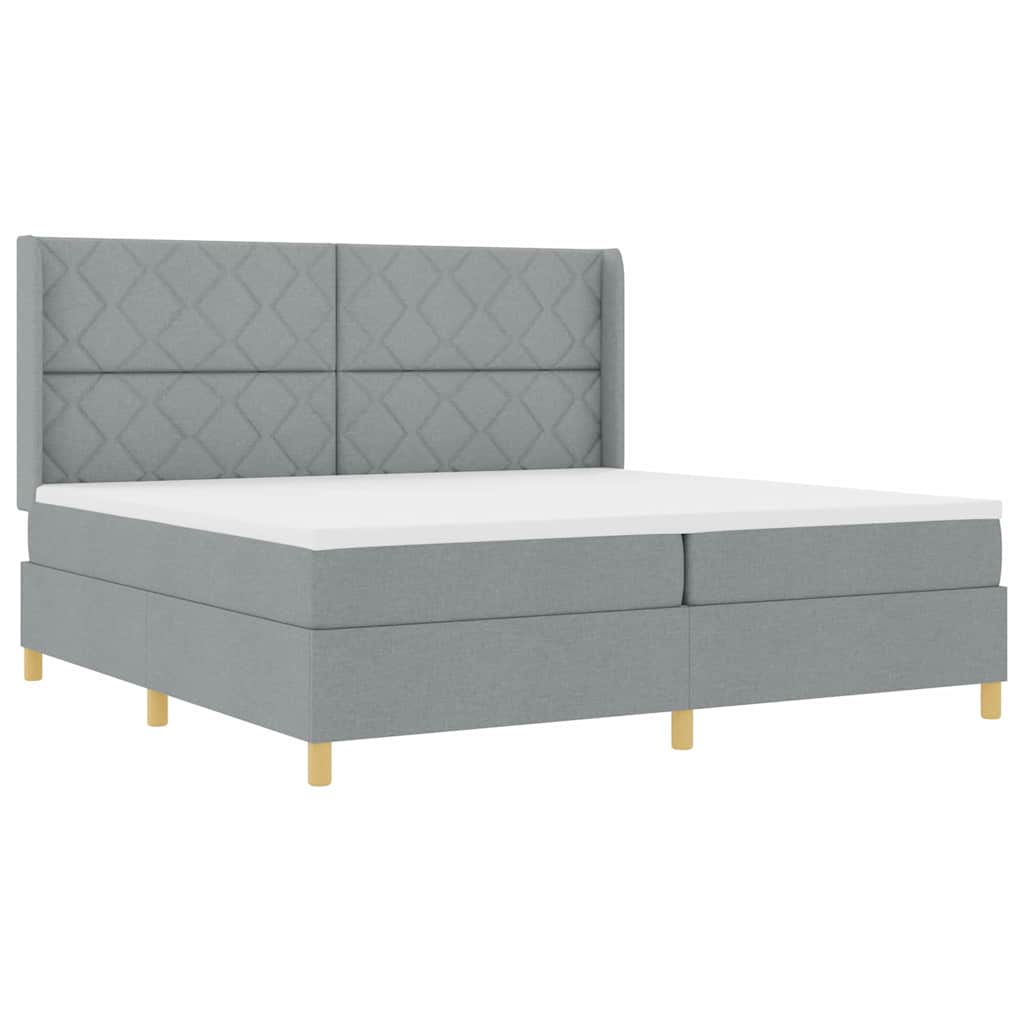 Box spring seng med hovedgærde Lysegrå 200 x 200 cm Stof