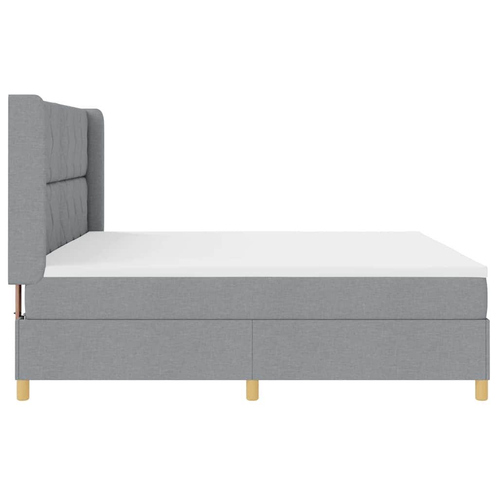 Box spring seng med hovedgærde Lysegrå 200 x 200 cm Stof