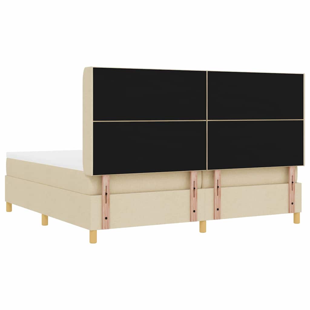 Box spring seng med hovedgærde Creme 200 x 200 cm Stof