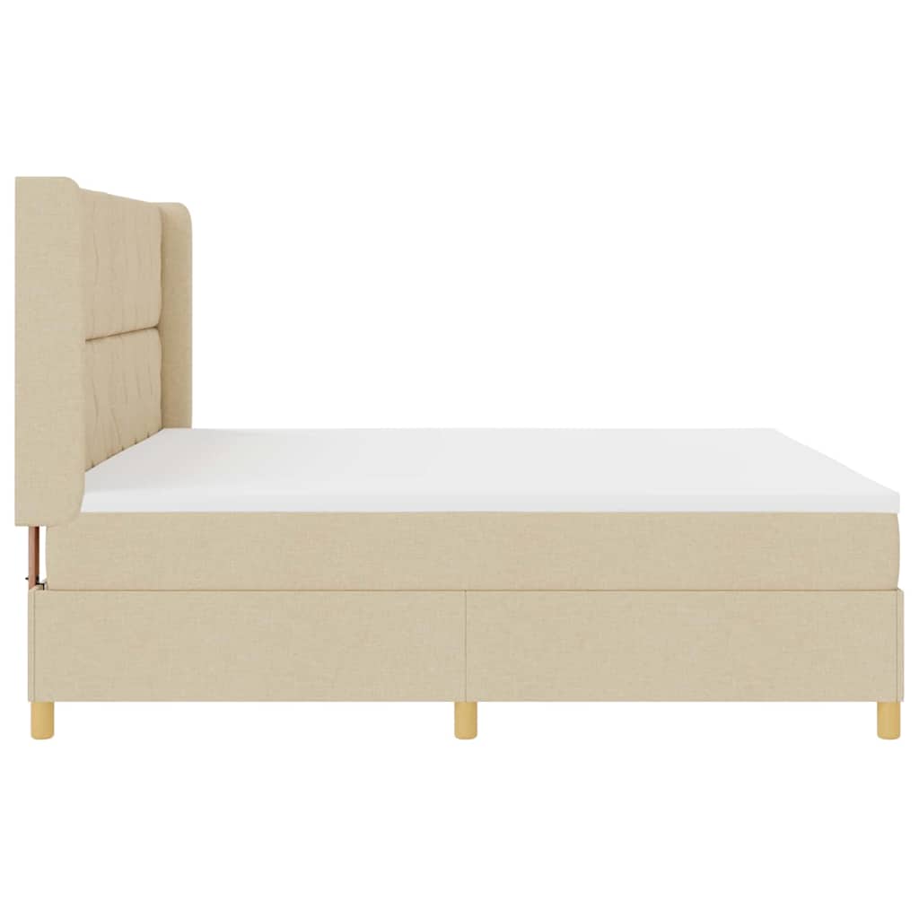 Box spring seng med hovedgærde Creme 200 x 200 cm Stof