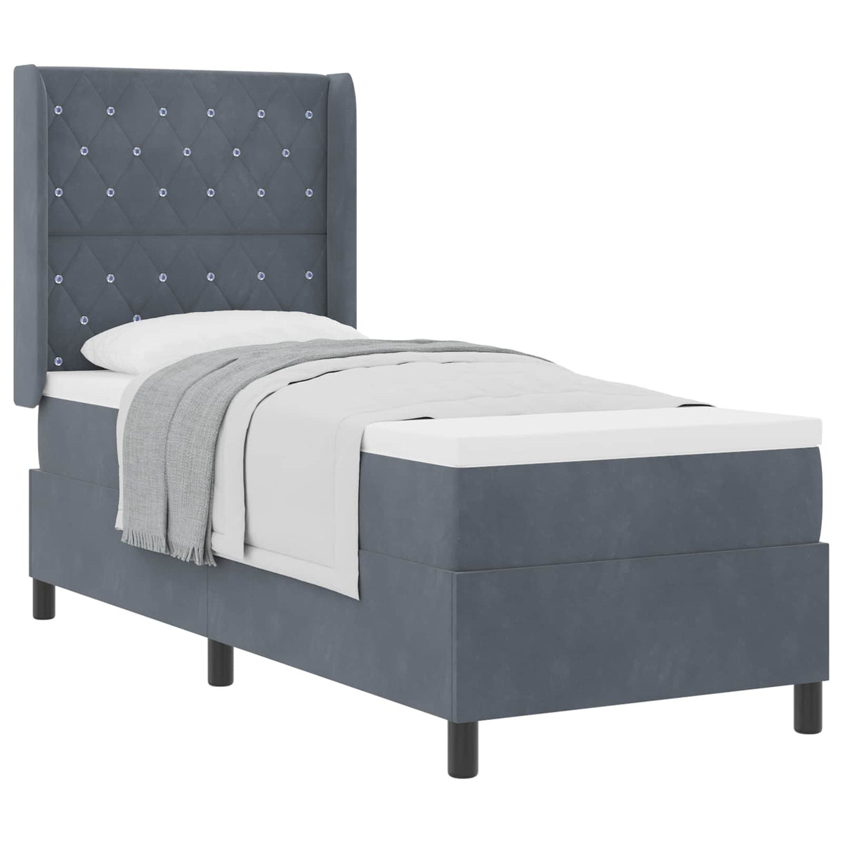 Box spring seng med madras Mørkegrå 80 x 200 cm Fløjl