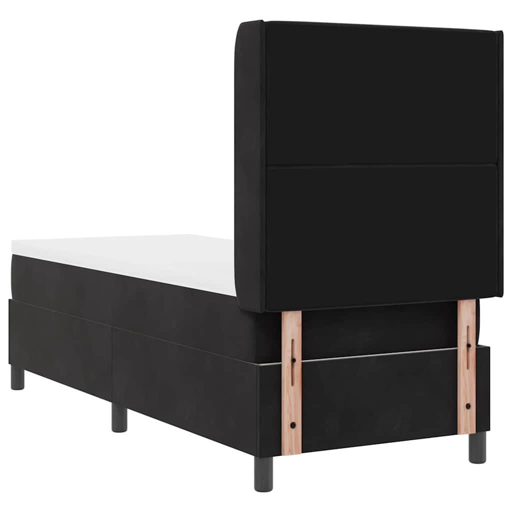 Box spring seng med madras Sort 80 x 200 cm Fløjl