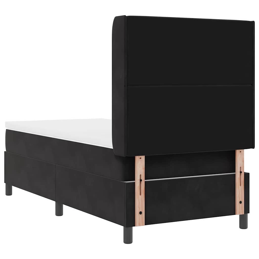 Box spring seng med madras Sort 90 x 190 cm Fløjl