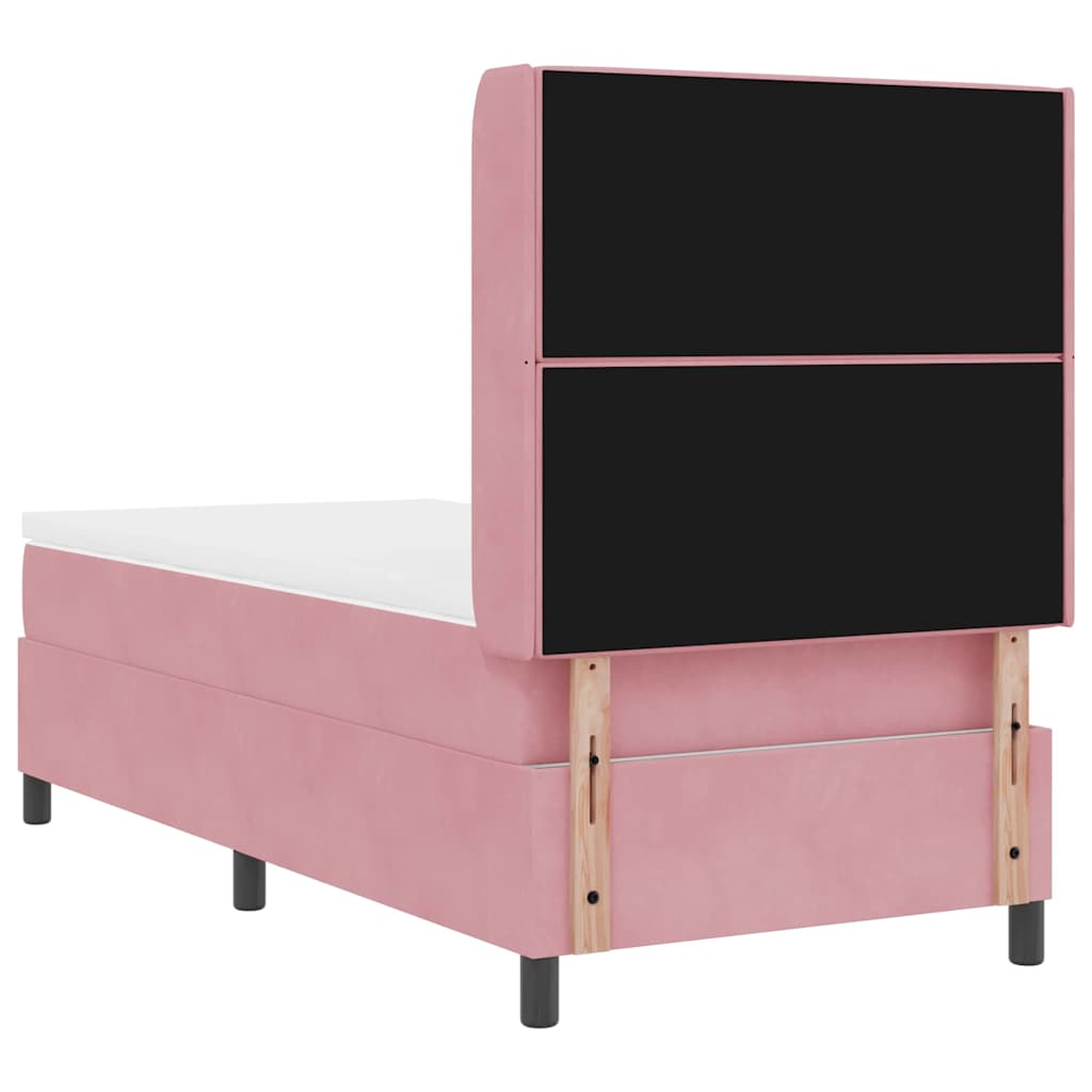 Box spring seng med madras Lyserød 90 x 190 cm Fløjl