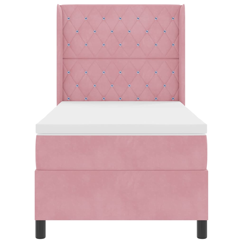 Box spring seng med madras Lyserød 90 x 190 cm Fløjl