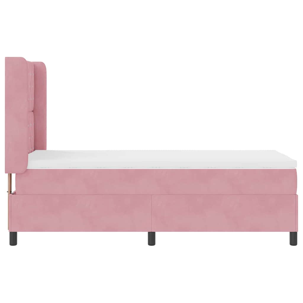 Box spring seng med madras Lyserød 90 x 190 cm Fløjl