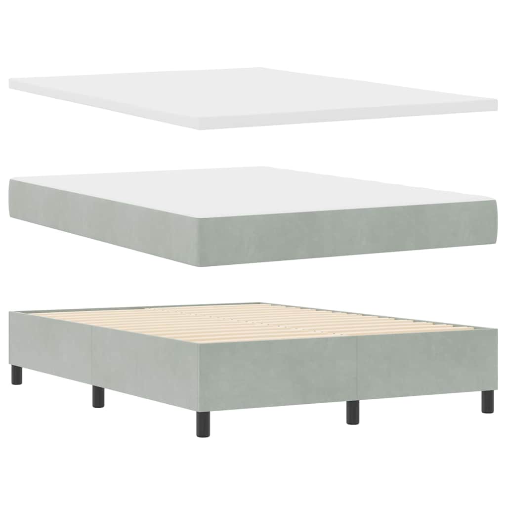 Box spring seng med madras Lysegrå 140 x 190 cm Fløjl