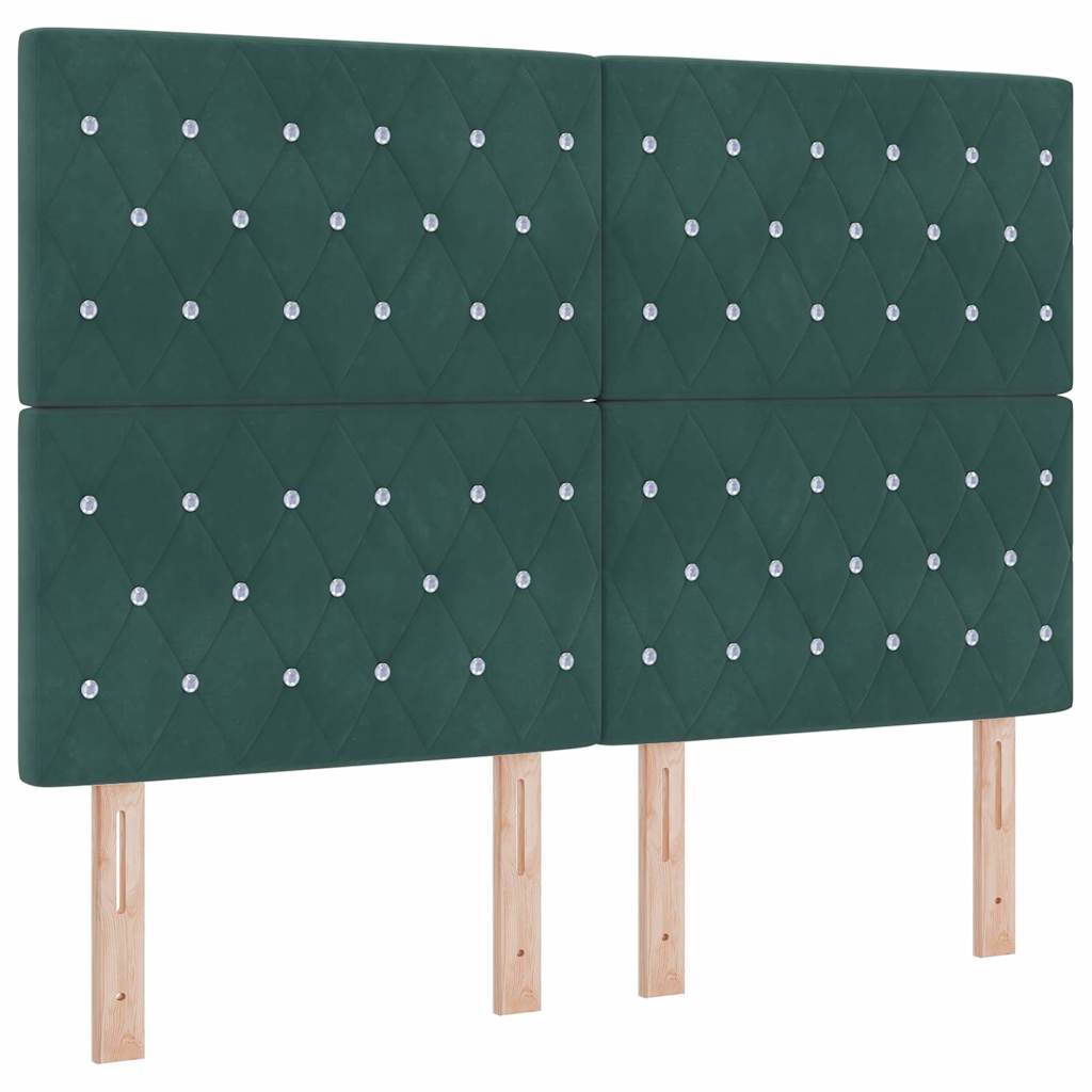 Box spring seng med madras Mørkegrøn 140 x 190 cm Fløjl